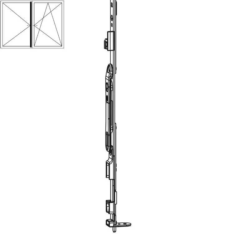 Asta a leva fix per canalino Euronut, HBB 1091-1340, MULTI-MATIC MAICO, Altezza maniglia HM 500, finitura Argento Populair