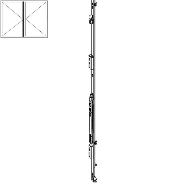 Weekendaanbieding Asta a leva fix Multi-Matic Maico per cava ferramenta, 3 nottolini, HBB 1341-1590 mm, altezza maniglia 600 mm, finitura Argento