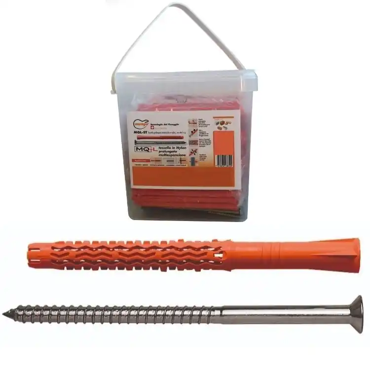 Tassello prolungato Mql-St Mungo per fissaggio universale, diametro 10 mm, lunghezza 80 mm, con vite 10x85 mm, T40 in Secchio Alleen Vandaag