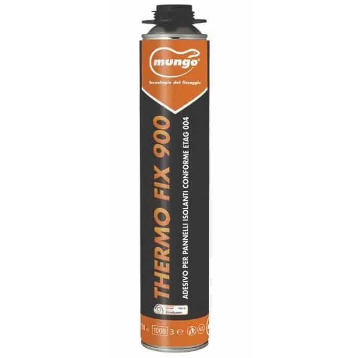 Adesivo Thermo Fix 900 Mungo per fissaggio pannello isolante e cartongesso, poliuretanica, bombola 750 ml per pistola Must-Have