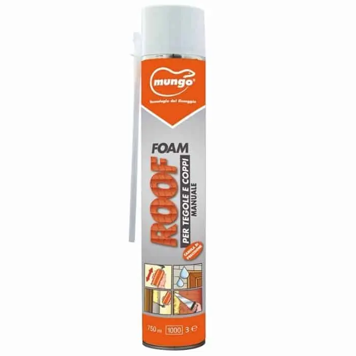 Schiuma Roof Foam RF-M Mungo per tegole e coppi, poliuretanica, bombola 750 ml manuale, finitura Grigio Chiaro Laatste Kans