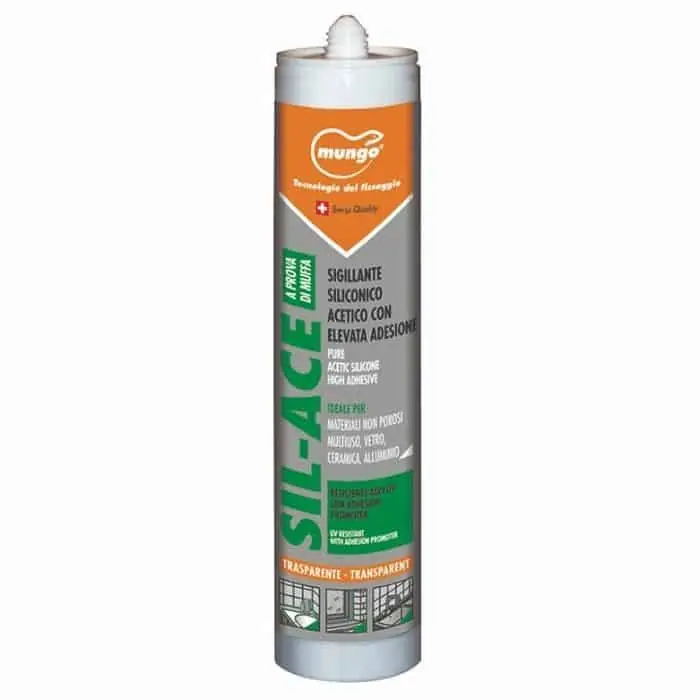Beste Prijs Silicone Sil-Ace Mungo per superficie vetrata, bagno e cucina, acetico, cartuccia 280 ml, finitura Trasparente