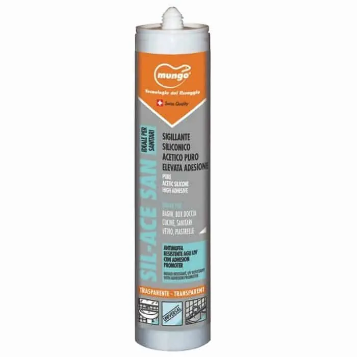 Alleen Vandaag Silicone Sil-Ace San Mungo per sanitari, acetico antimuffa, cartuccia 280 ml, finitura Bianco
