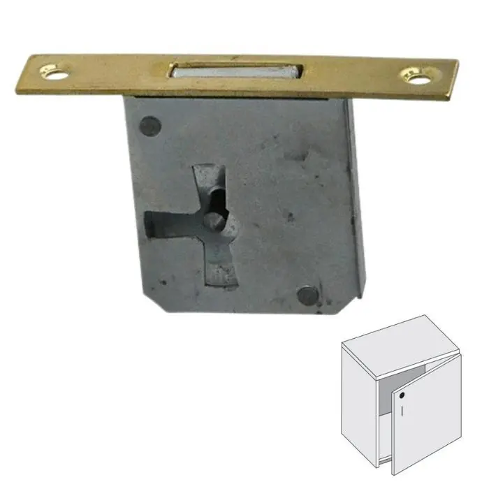 Serratura da infilare MPE Meroni per mobile Destra, bordo quadro, entrata 50 mm, finitura Ottonato Koopje