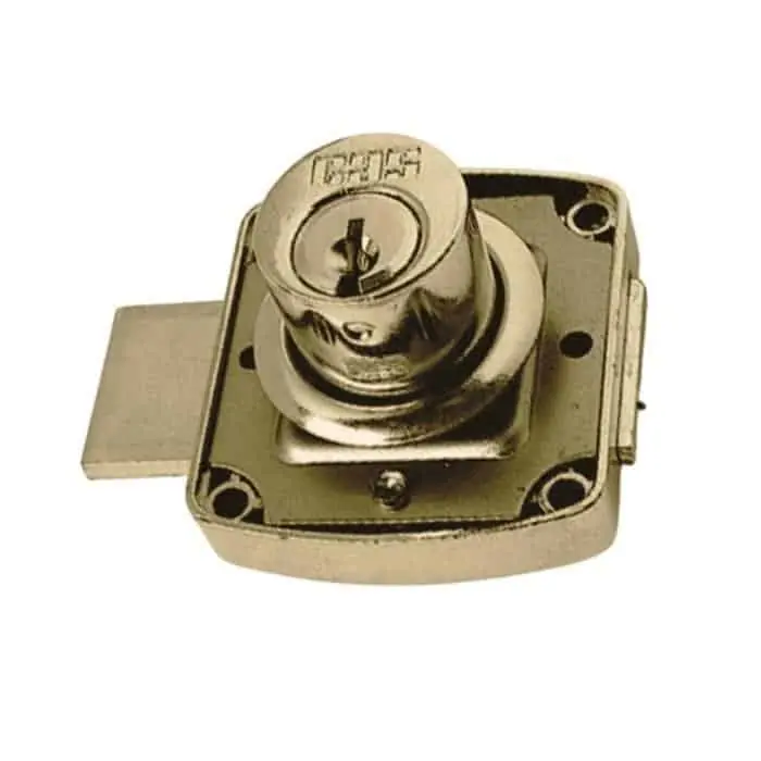 Uitverkoop Serratura da applicare 2B41 Meroni per cassetto, cilindro dimensioni 20x20 mm, finitura Ottonato