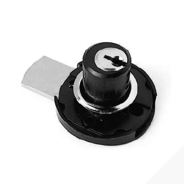 Serratura da applicare 2A30R Meroni per mobile, cilindro Nichelato dimensioni 17x20 mm, levetta dritta, finitura Bianco Goedkoop