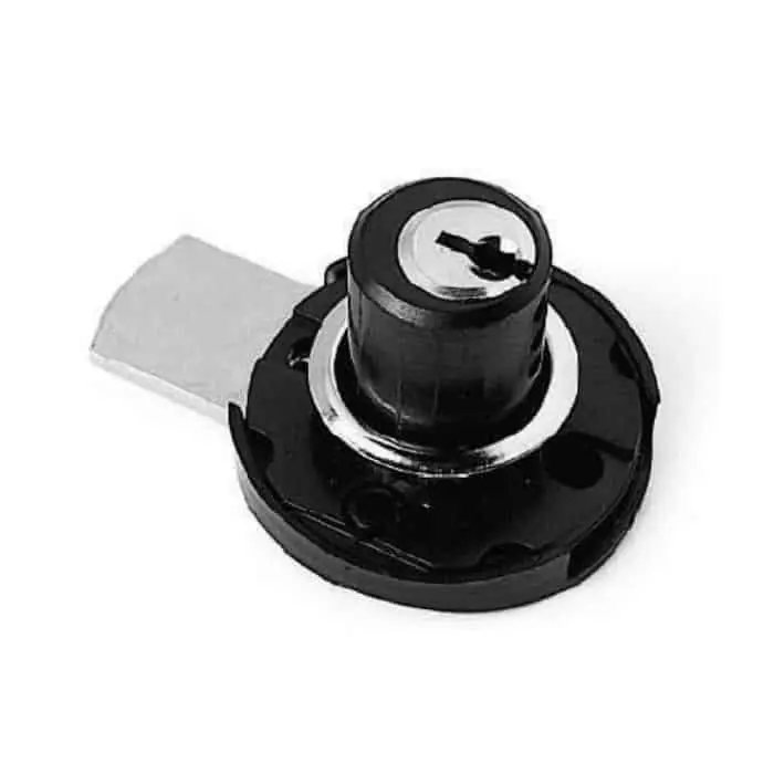 Serratura da applicare 2A30R Meroni per mobile, cilindro Nichelato dimensioni 17x20 mm, levetta dritta, finitura Nero Rechtstreeks Van De Fabrikant