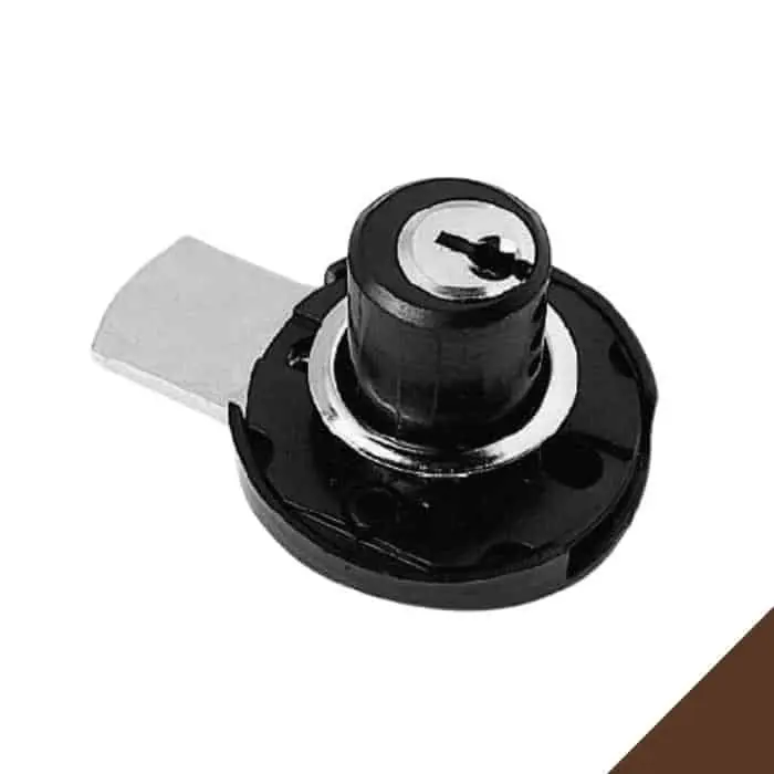 Serratura da applicare 2A30R Meroni per mobile, cilindro Nichelato dimensioni 17x20 mm, levetta dritta, finitura Marrone Goedkoop