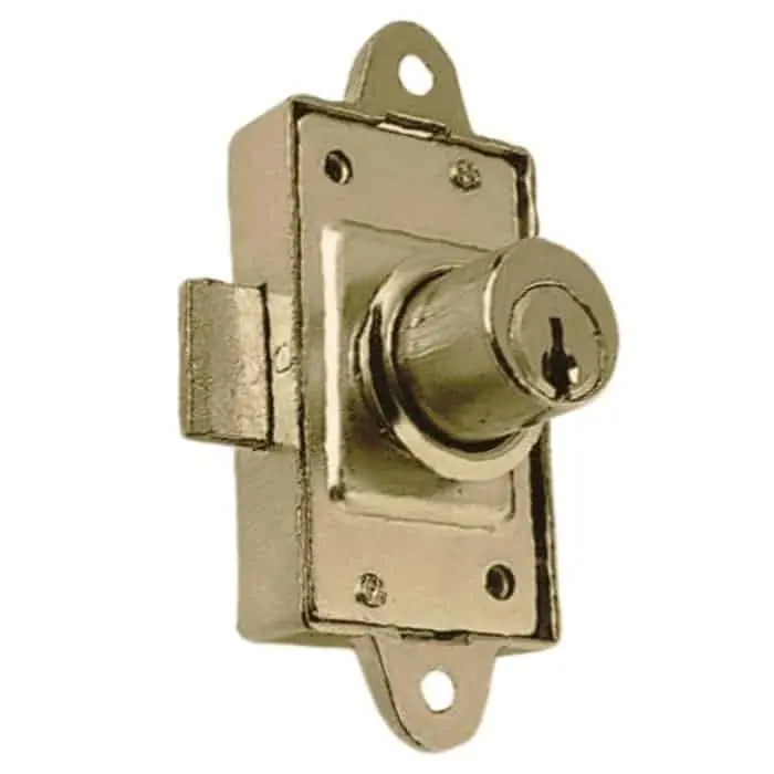 Hete Deal Serratura da applicare 2A85 Meroni per aste rotanti, cilindro dimensioni 17x30 mm, finitura Ottonato