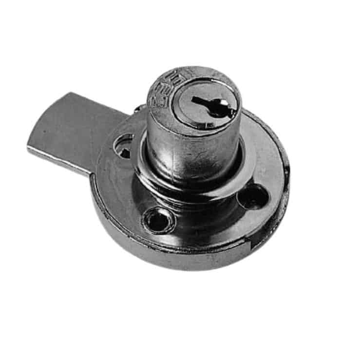 Serratura da applicare 2A30M Meroni per cassetto, cilindro dimensioni 17x35 mm, levetta dritta, finitura Nichelato Exclusieve Aanbieding