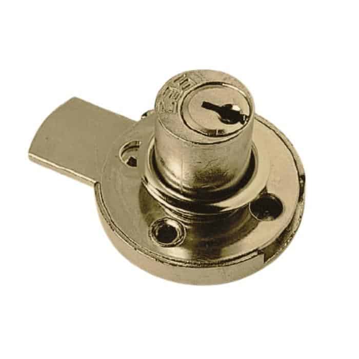 Serratura da applicare 2A30M Meroni per cassetto, cilindro dimensioni 17x30 mm, levetta dritta, finitura Ottonato Beperkte Voorraad
