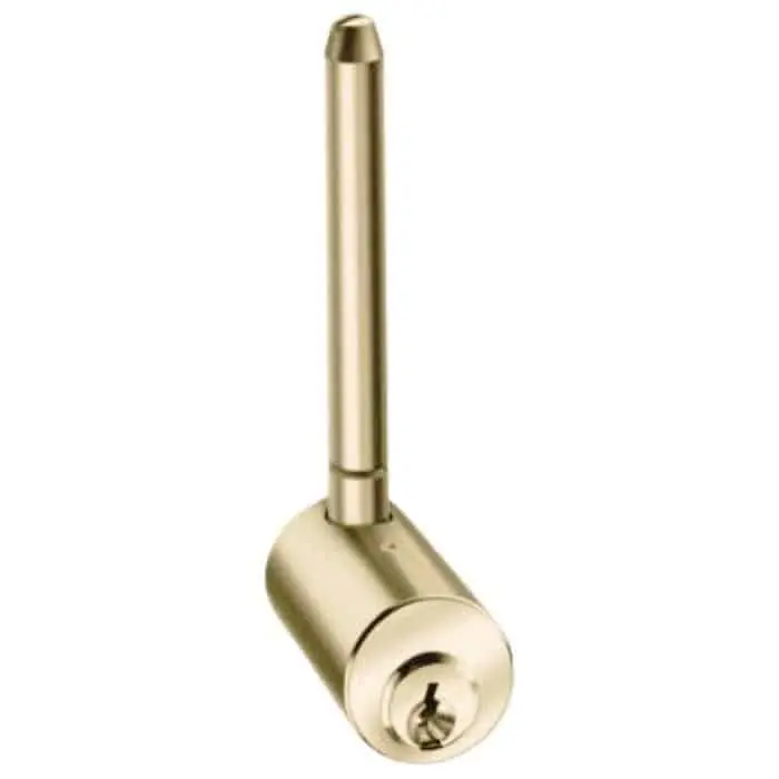 Serratura da infilare 2229 Meroni per mobile, cilindro dimensioni 20x29 mm, prolunga 53 mm, finitura Ottone Satinato Finale Uitverkoop