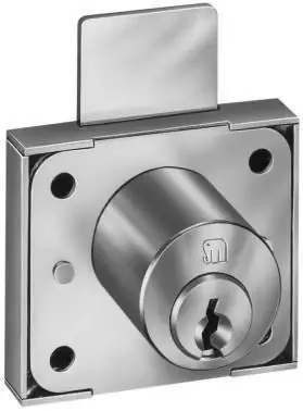 Serratura da applicare 2241 Meroni per cassetto, cilindro dimensioni 20x20 mm, finitura Ottone Nichelato Bestel Nu