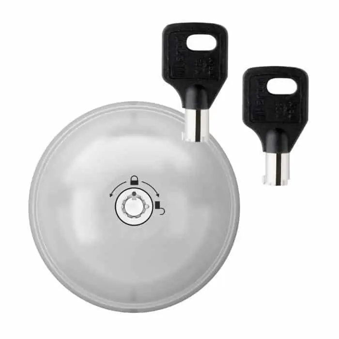 Speciale Aanbieding Serratura fissa UFO 3 SMART DUO Meroni per furgone corazzato, chiusura manuale, 2 chiavi tubolari, finitura Bianco Rilsan