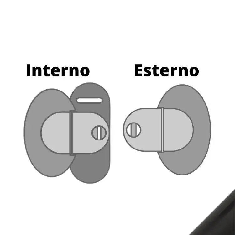 Beperkte Voorraad Serratura Pigio Meroni per bagno/WC, con girevole interno, finitura corpo Verniciato Grigio/Nero Antracite