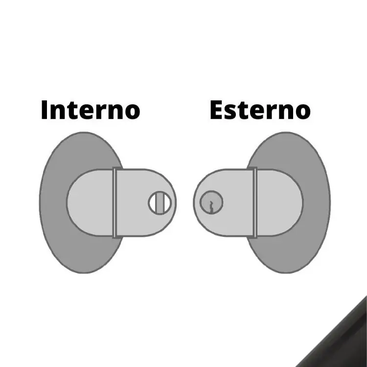 Serratura Pigio Meroni per porta, con girevole interno, finitura Verniciato Grigio Scuro/Nero Finale Uitverkoop