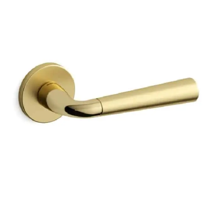 Koopje Maniglia per porta 591 Mandelli, serie Special, con rosetta e bocchetta, foro Patent, finitura Oro lucido e satinato