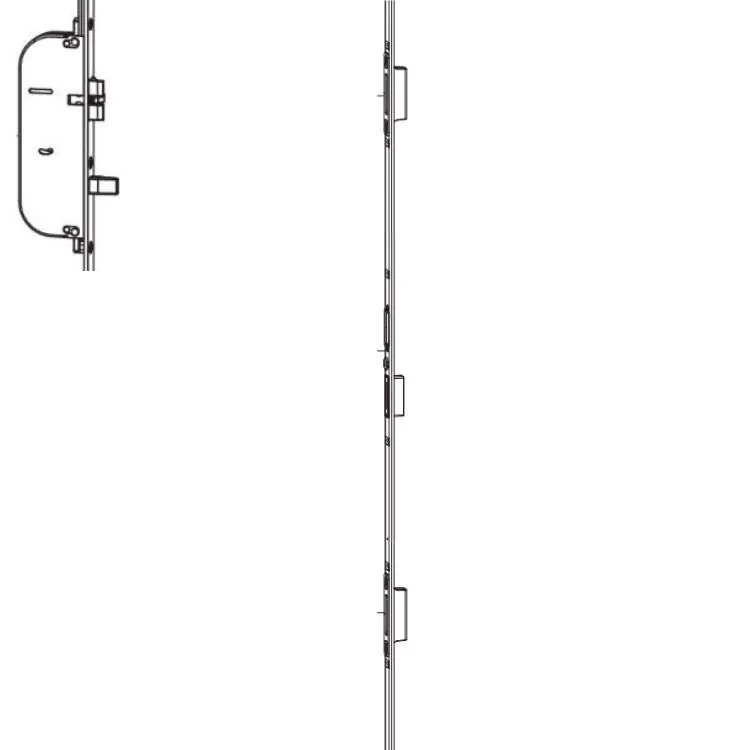 Asta scontri 215910 Maico per serrature 3 chiusure K+980, Sinistro, lunghezza 2200, frontale 24x6 mm, scostamento 13, finitura Argento Gratis Retour