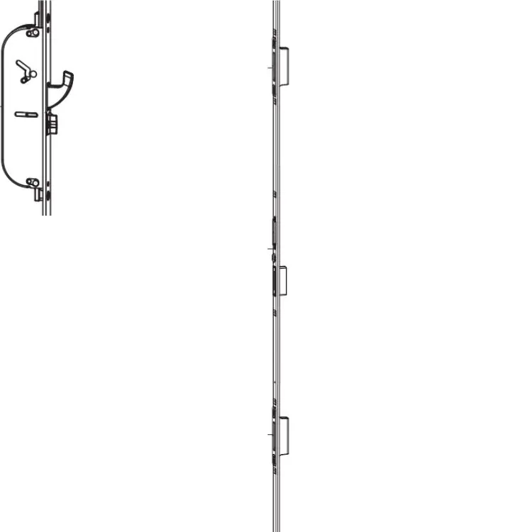 Asta scontri 219800 Maico per serrature 3 chiusure K+605, Desstro, lunghezza 2130, frontale 24x8 mm, scostamento 13, finitura Argento Koopje