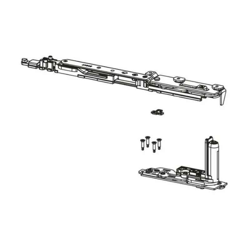 Kit cerniera braccio Chic 3D 130 Giesse per anta a ribalta Destra, profilo R40, larghezza 450-475 mm, portata 130 Kg, Acciaio e Zama finitura Silver Dagaanbieding