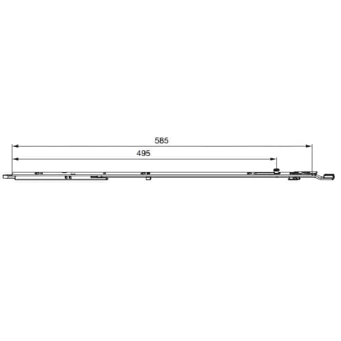 Terminale 200985 Protect Maico per serratura a inversione con fungo e puntale, frontale 585x16 mm, nottolino 495 mm, altezza 2185-2385 mm, colore Argento Rechtstreeks Van De Fabrikant