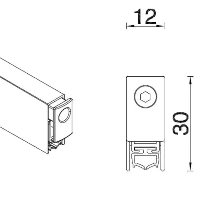 Veilige Betaling Parafreddo a incasso D13544 Maico, dimensioni 30x12 mm, lunghezza 1209 mm, finitura Alluminio