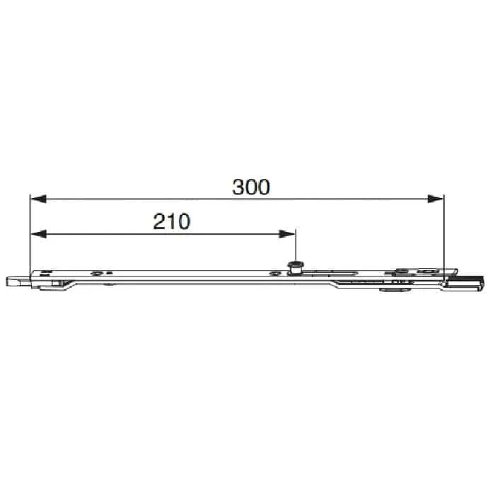 Terminale 58107 Protect Maico per serratura con fungo e uscita puntale, frontale 300x16 mm, nottolino 210 mm, altezza da 1900 a 2100 mm, colore Argento Direct Verzonden