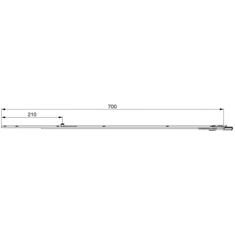 Terminale 57826 Maico per serratura, dimensione frontale 700x16 mm, 1 fungo, finitura Argento Snelle Levering