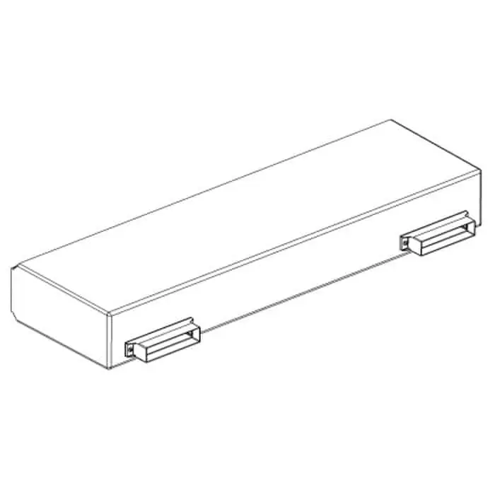 Cassa per montaggio VMC Aircare ES Thesan con aperture posteriori doppie ed adattatori dritti ad uscita 90 gradi, ingombro 913x121 mm Seizoensaanbieding
