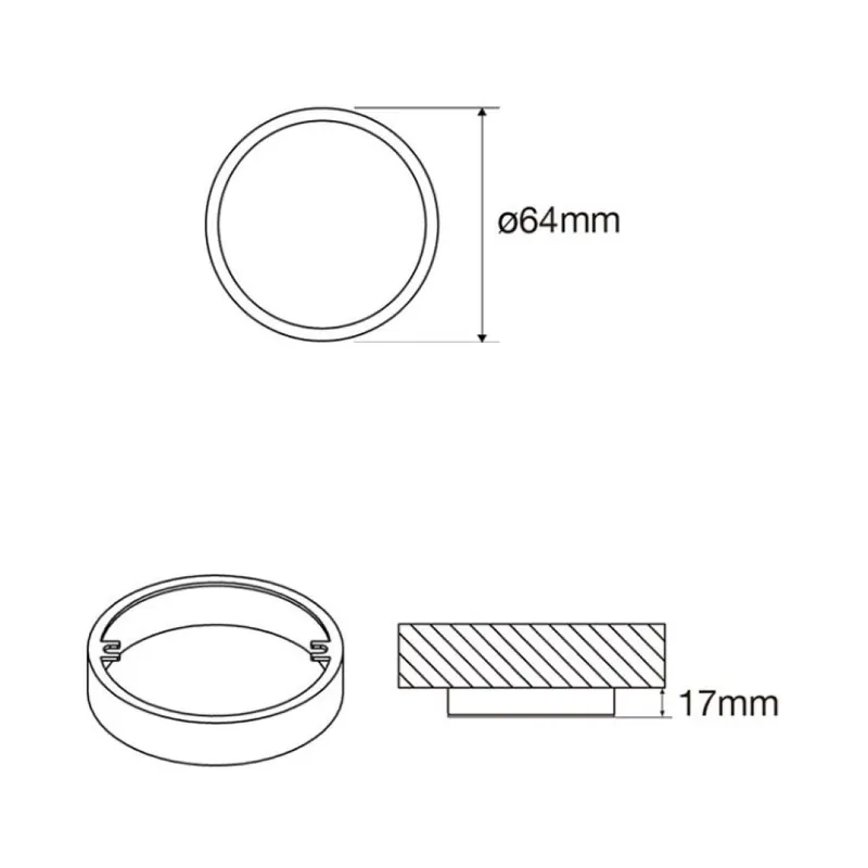 Nieuw Adattatore Spacer LS, per faretto Nube 58, diametro 64 mm, finitura Nichelata
