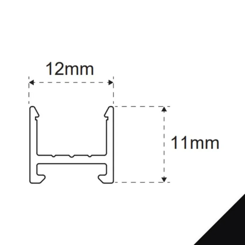 Profilo MicroMec 1-2 LS per illuminazione led, dimensione 12,00x11,00 mm, lunghezza 3000 mm, Alluminio finitura Nero Anodizzato Snelle Levering