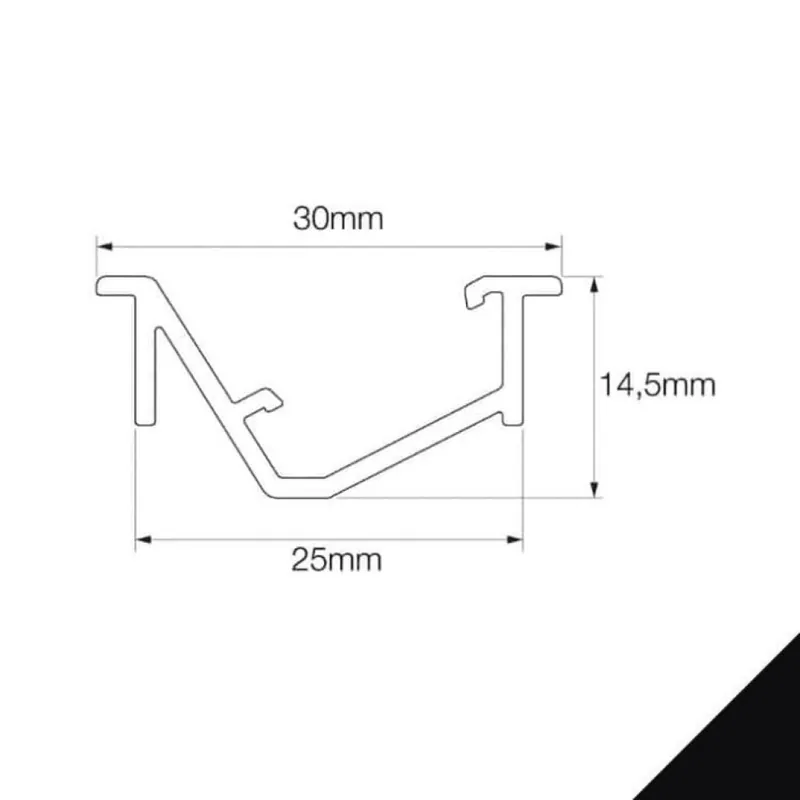 Koop Vandaag Profilo Mec 4 LS per illuminazione led, dimensione 30,00x14,50 mm, lunghezza 3000 mm, Alluminio finitura Nero Anodizzato