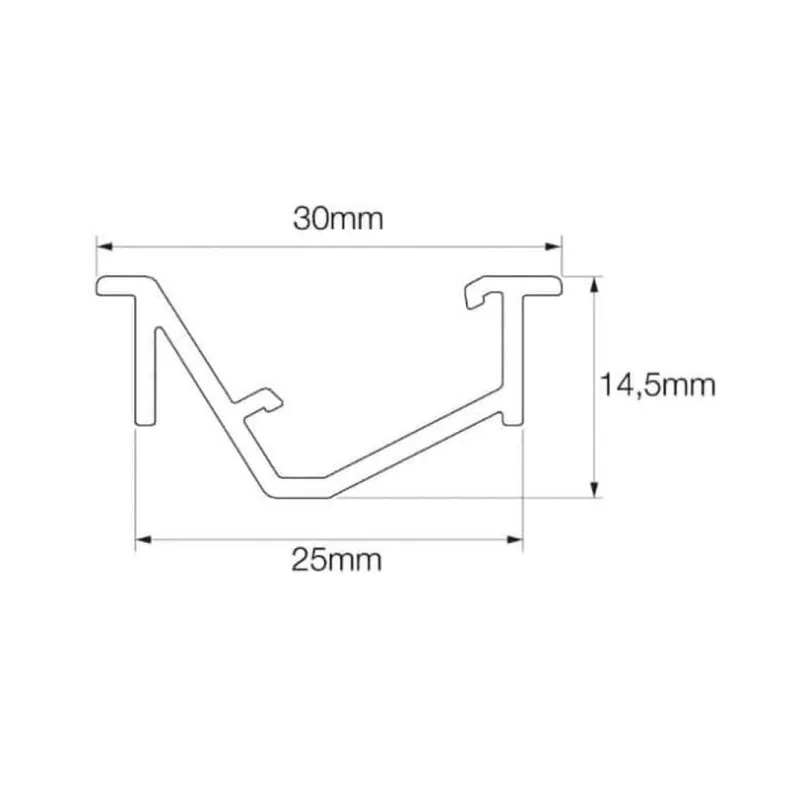 Profilo Mec 4 LS per illuminazione led, dimensione 30,00x14,50 mm, lunghezza 3000 mm, Alluminio finitura Argento Anodizzato Gereduceerde Prijs
