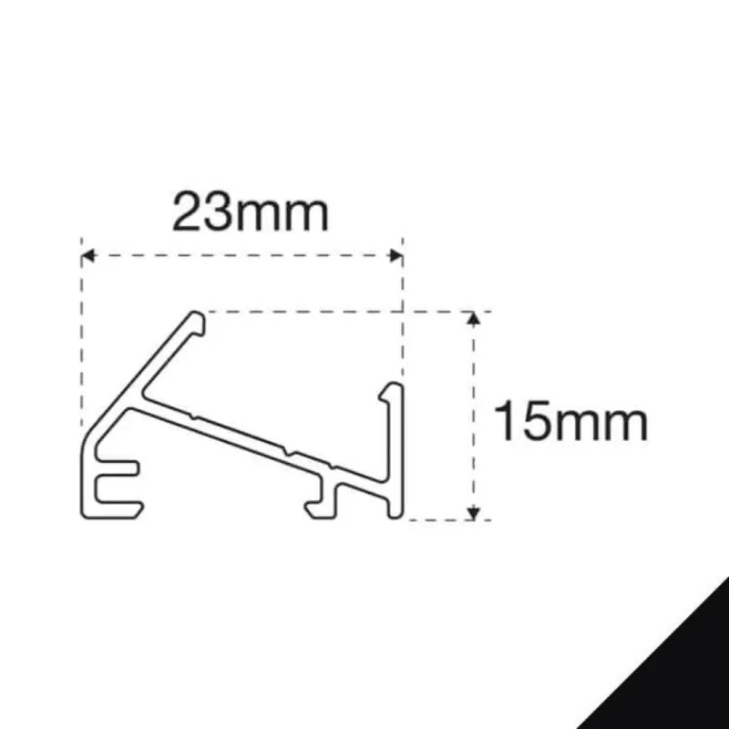Profilo Mec 3 LS per sistema illuminazione, larghezza 23 mm, altezza 15 mm, lunghezza 3000 mm, Alluminio finitura Nero Anodizzato Laatste Kans