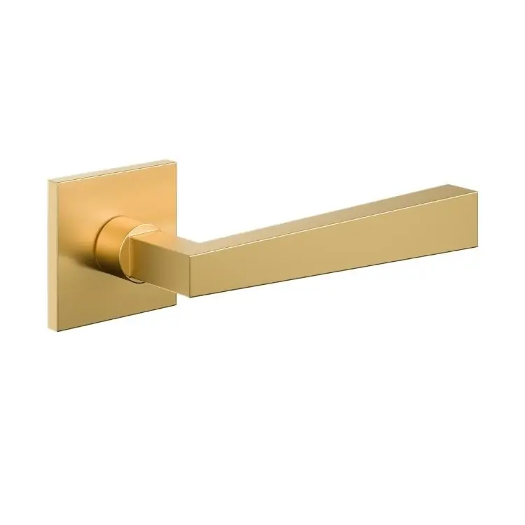 Korting Maniglia per porta serie Amalfi Le Fabric Contemporary, con rosetta quadra, in Ottone, finitura Ottone Naturale