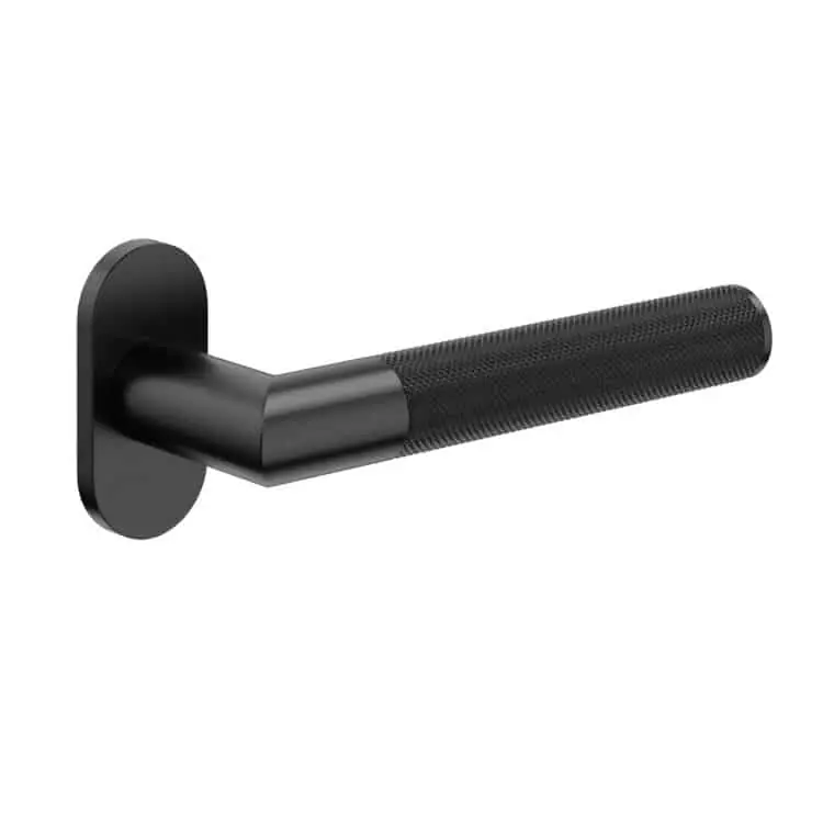 Maniglia per porta profilo serie Mayfair Le Fabric Contemporary, con rosetta ovale, in Alluminio, finitura Nero Opaco Beste Prijs
