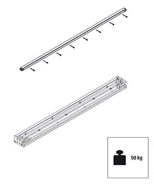 Kit binari Tricks Koblenz, sistema nascosto per porta scorrevole esterno muro, larghezza 1200 mm, portata 50 Kg Dagaanbieding