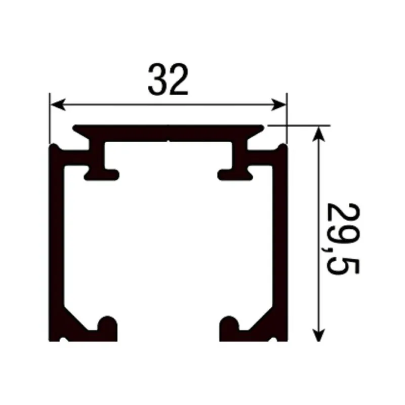 Binario superiore 0500 1 Koblenz per porte scorrevoli, dimensione 32x29,5 mm, portata 80 Kg, lunghezza 6000 mm, Alluminio finitura Anodizzato Argento Beste Prijs