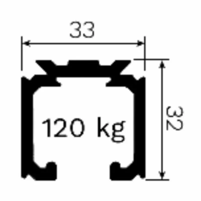Dagaanbieding Binario superiore 0500 10 Koblenz per porte scorrevoli, dimensione 33x32 mm, portata 120 Kg, lunghezza 6000 mm, Alluminio finitura Anodizzato Argento