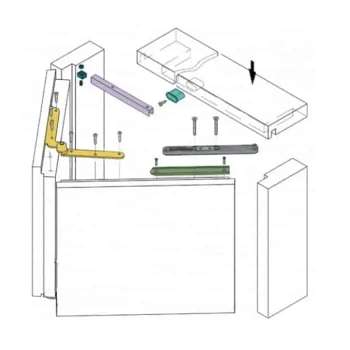 Finale Uitverkoop Kit per porta a libro Koblenz 0260/50, compreso di binario in Alluminio lunghezza 1000 mm, portata 50 Kg