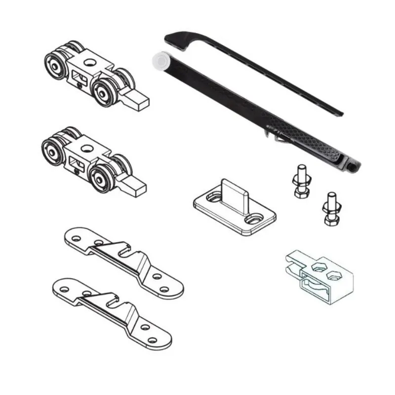 Op = Op Guarnitura scorrevole 0400 4 1ABS Koblenz per porta da interni, staffe e fermo a pinza, ammortizzato in chiusura, portata 60 Kg, Nylon finitura Grigio Chiaro