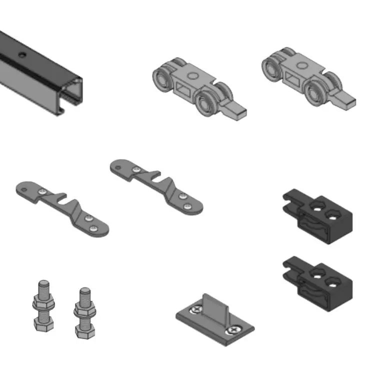 Betaalbaar Kit scorrevole 040080 200 Koblenz per porta da interni, completo di guarnitura scorrevole e binario da 2000 mm, portata 80 Kg, Alluminio Anodizzato Argento