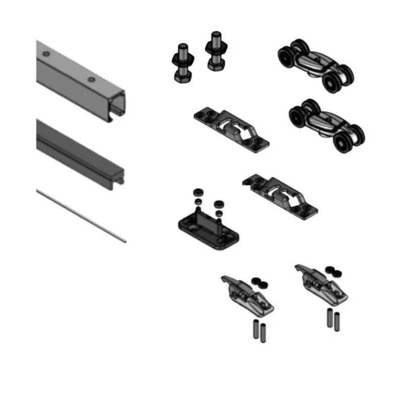 Kit scorrevole 0500 30 Koblenz per porta da interni, completo di mantovana senza veletta e binario da 2000 mm, portata 80 Kg, Alluminio e Legno multistrato Nero Gereduceerde Prijs