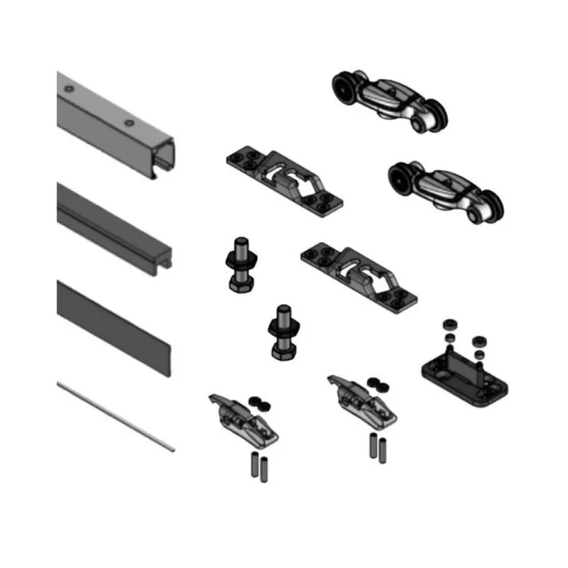 Nu Kopen Kit scorrevole 0500 21 Koblenz per porta da interni, completo di mantovana con veletta e binario da 2000 mm, portata 60 Kg, Alluminio e Legno multistrato Nero