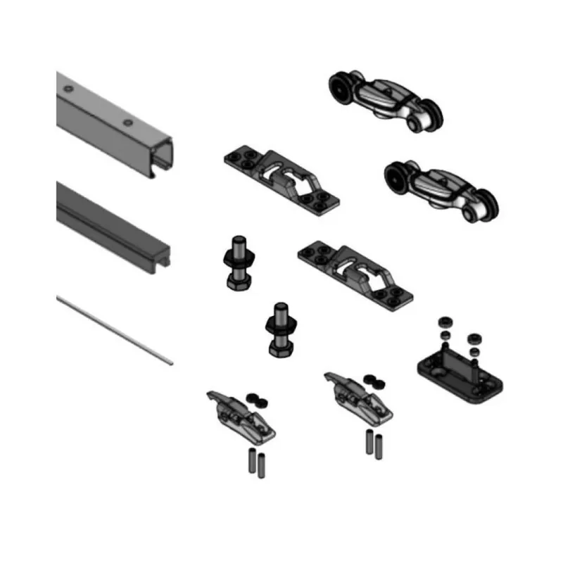 Op = Op Kit scorrevole 0500 20 Koblenz per porta da interni, completo di mantovana senza veletta e binario da 2000 mm, portata 60 Kg, Alluminio e Legno multistrato Nero