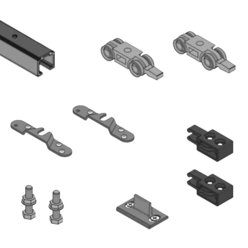 Kit scorrevole 040040 230 Koblenz per porta da interni, completo di guarnitura scorrevole e binario da 2300 mm, portata 40 Kg, Alluminio Anodizzato Argento Gecertificeerd