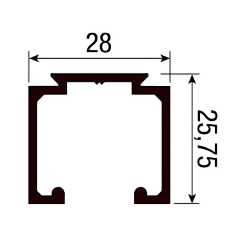 Binario superiore 0400 1 Koblenz per porte scorrevoli, dimensione 28x25,75, portata 40 Kg, lunghezza 6000 mm, Alluminio finitura Anodizzato Argento Direct Beschikbaar