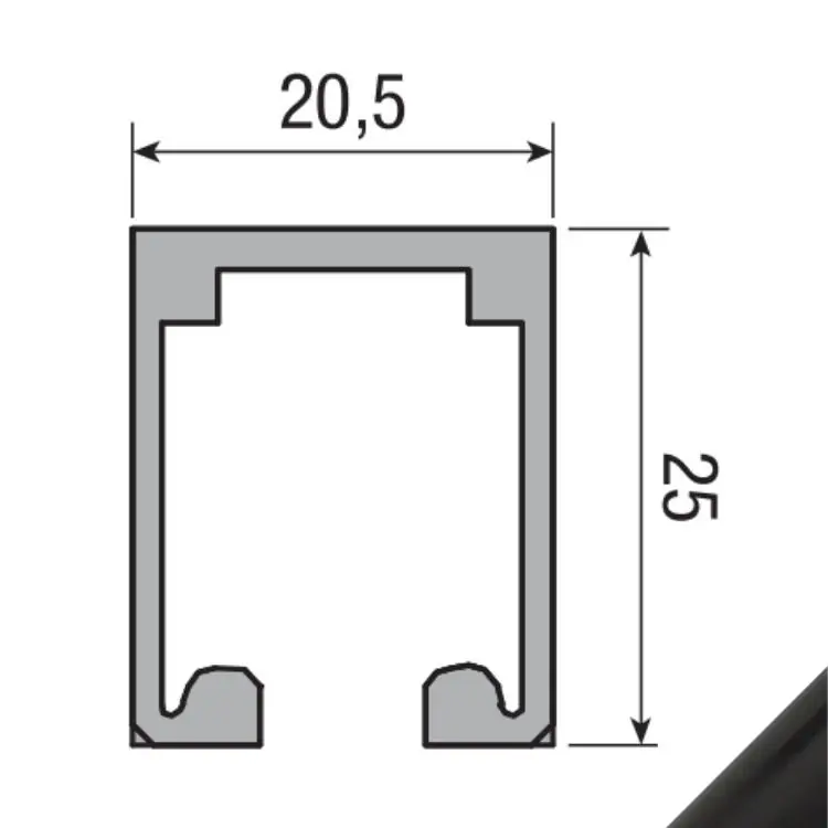 Hoge Kwaliteit Binario superiore forato 0200-100 Koblenz, per porta a libro in legno, lunghezza 1000 mm, finitura Nero Anodizzato