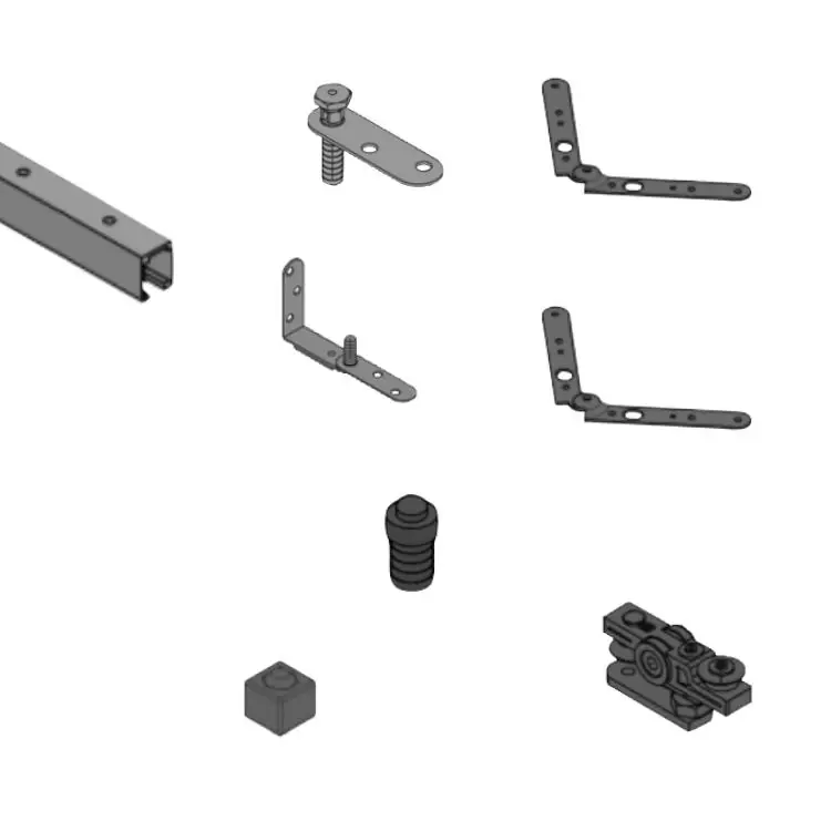 Kit Accessori Koblenz 0200/1 per porte in legno pieghevoli + binario lunghezza 1000 mm, portata 50 Kg Op = Op