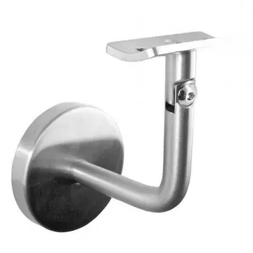 Snelle Levering Reggicorrimano da parete tondo con piastra IAMDesign, collegamento per tubo da 33,7 mm e 42, 4 mm diametro, in acciaio inox